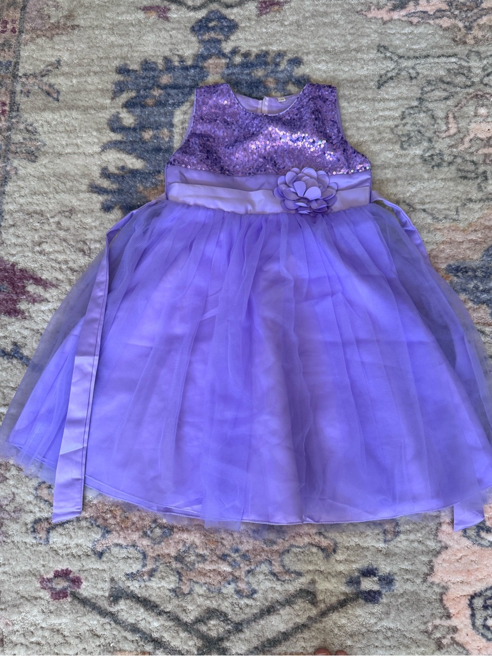 Purple Sequin Tulle Flower Girl Dress- broken zipper